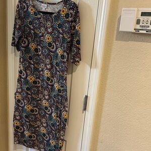 LuLaRoe Colorful Geometric Midi Dress